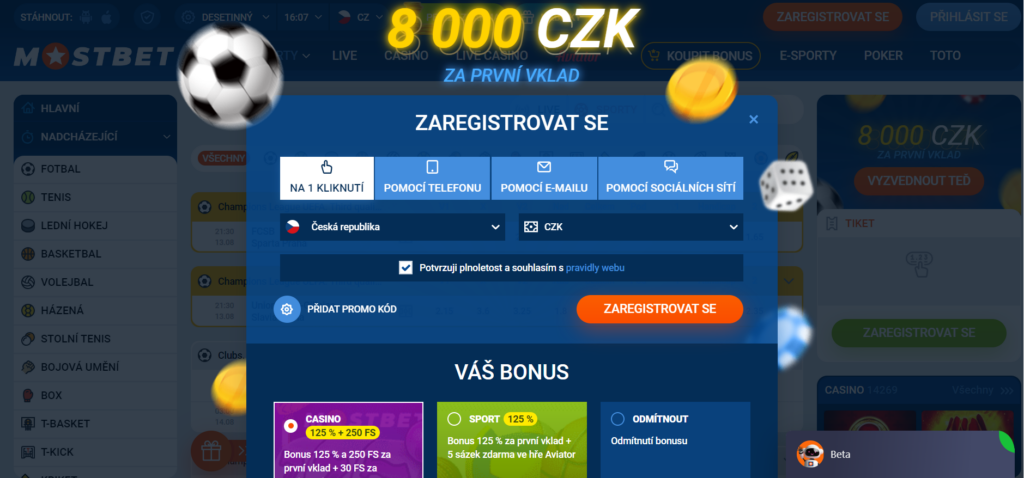 Registrace v mostbet casino